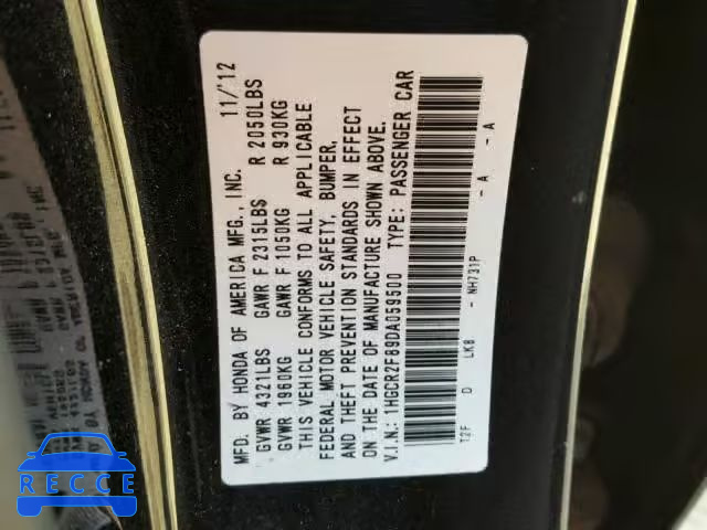 2013 HONDA ACCORD EXL 1HGCR2F89DA059500 Bild 9