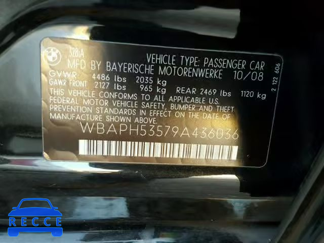 2009 BMW 328 I SULE WBAPH53579A436036 зображення 9