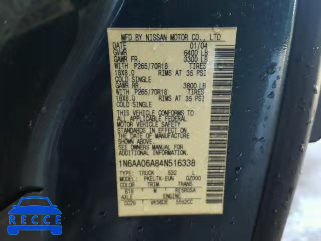 2004 NISSAN TITAN XE 1N6AA06A84N516338 image 9