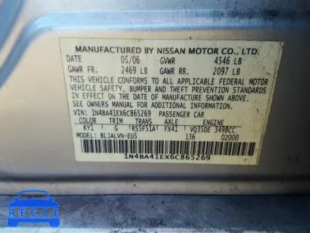 2006 NISSAN MAXIMA SE 1N4BA41EX6C865269 image 9