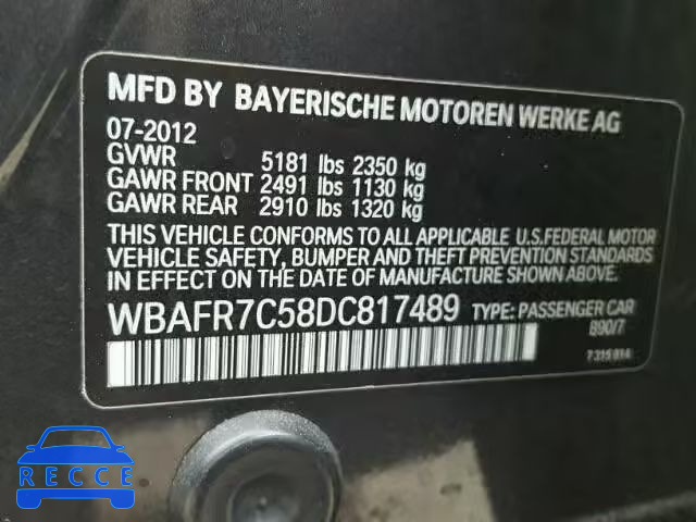 2013 BMW 535 I WBAFR7C58DC817489 зображення 9