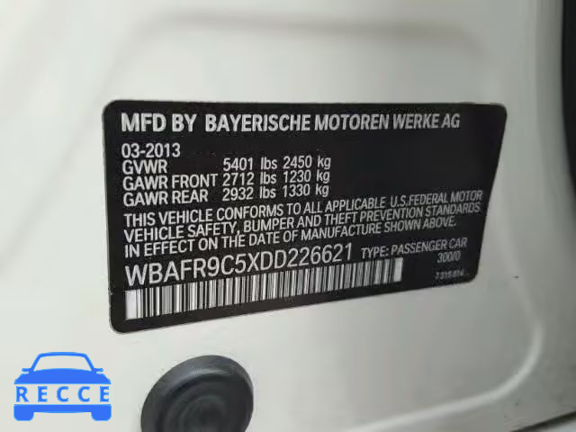 2013 BMW 550 I WBAFR9C5XDD226621 зображення 9