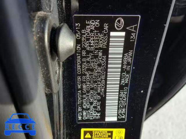 2013 LEXUS CT 200 JTHKD5BH8D2153344 image 9