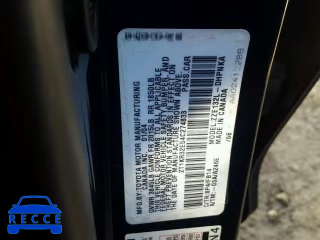 2004 TOYOTA MATRIX BAS 2T1KR32E54C274833 зображення 9