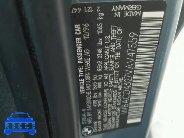 1997 BMW 328 I AUTO WBACD4327VAV47559 image 9