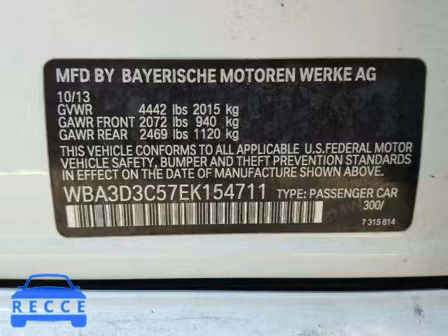 2014 BMW 328 D WBA3D3C57EK154711 зображення 9