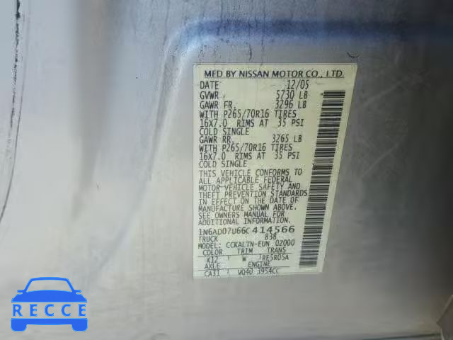2006 NISSAN FRONTIER C 1N6AD07U66C414566 Bild 9