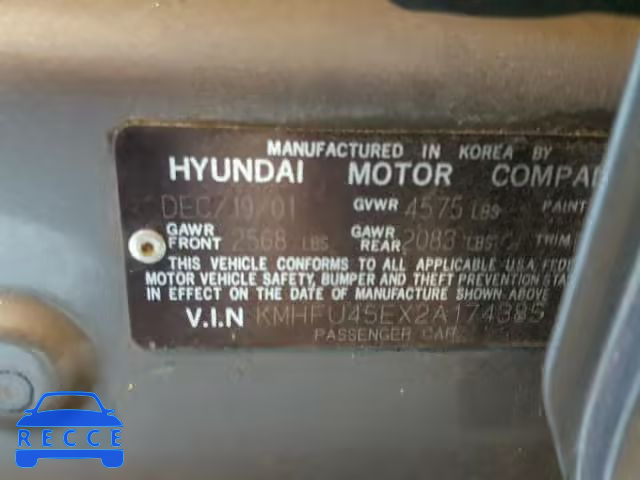 2002 HYUNDAI XG 350 KMHFU45EX2A174385 image 9