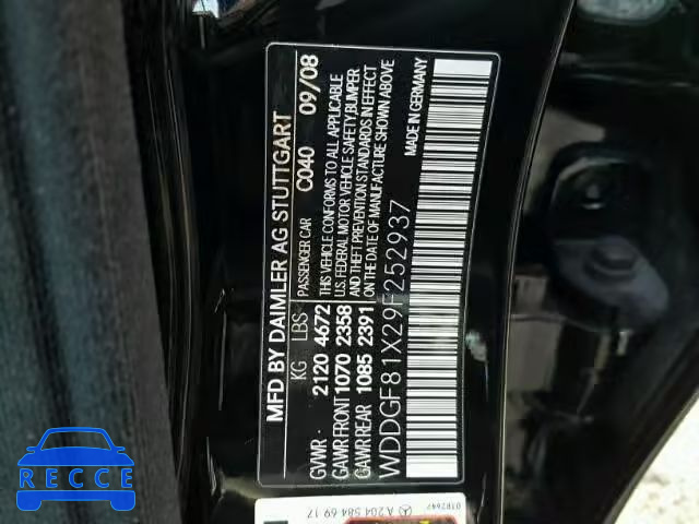 2009 MERCEDES-BENZ C 300 4MAT WDDGF81X29F252937 image 9