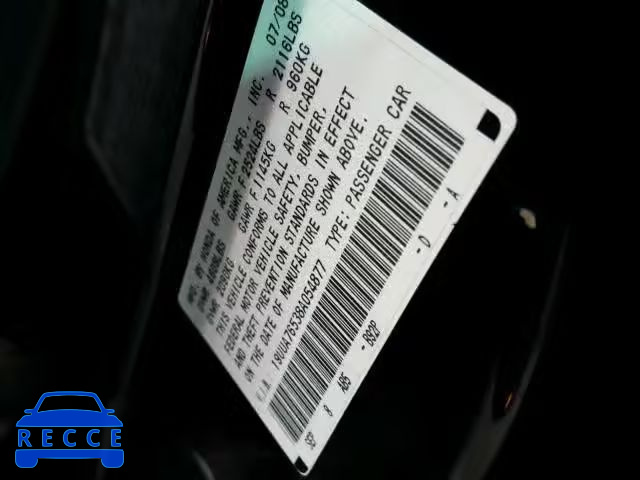 2008 ACURA TL TYPE S 19UUA76538A054877 зображення 9