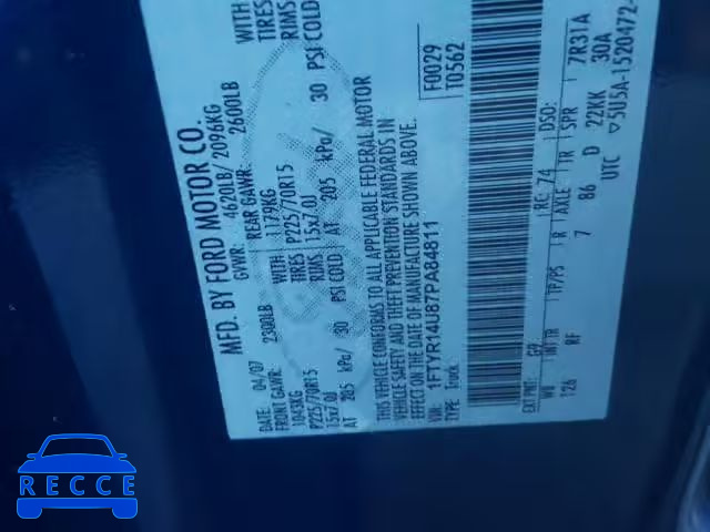 2007 FORD RANGER SUP 1FTYR14U87PA84811 image 9