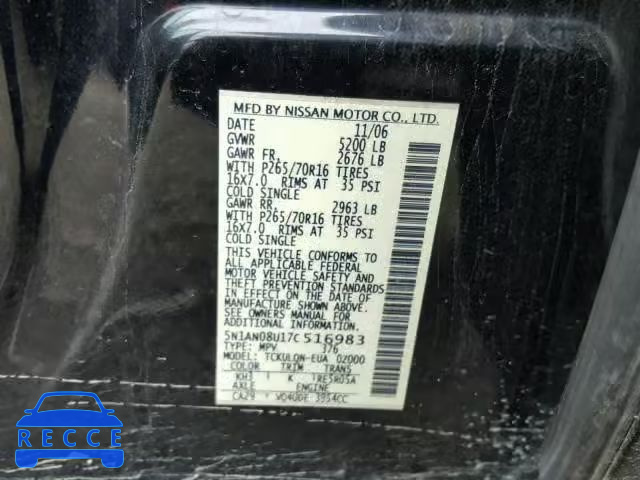 2007 NISSAN XTERRA OFF 5N1AN08U17C516983 image 9