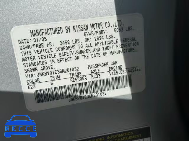 2006 INFINITI M45 BASE JNKBY01E36M201032 image 9