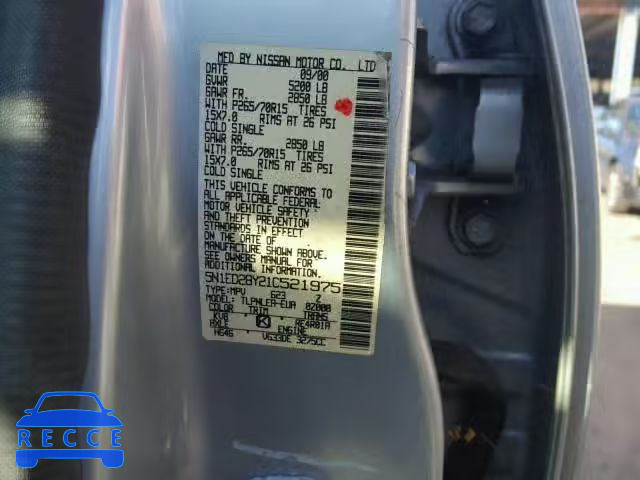 2001 NISSAN XTERRA XE 5N1ED28Y21C521975 image 9