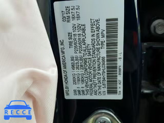 2017 ACURA RDX ADVANC 5J8TB4H79HL034966 зображення 9