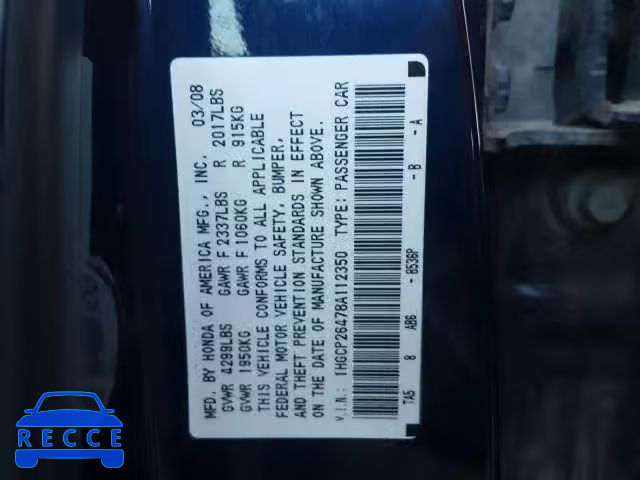 2008 HONDA ACCORD LXP 1HGCP26478A112350 image 9