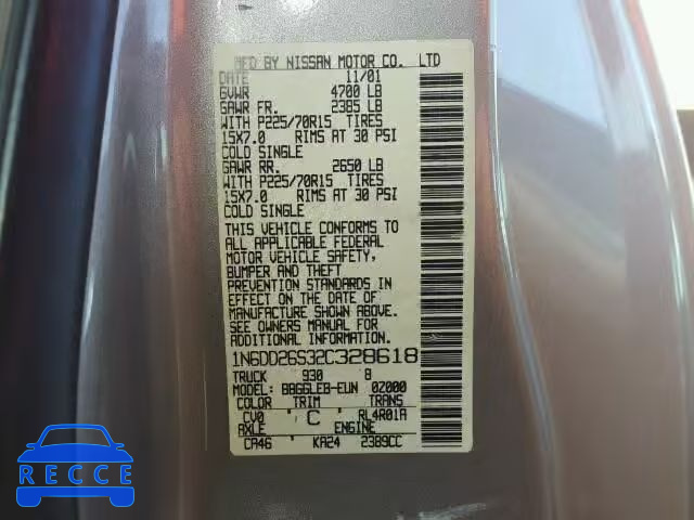 2002 NISSAN FRONTIER K 1N6DD26S32C328618 image 9