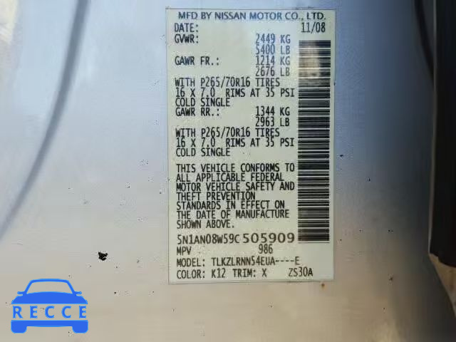 2009 NISSAN XTERRA OFF 5N1AN08W59C505909 image 9