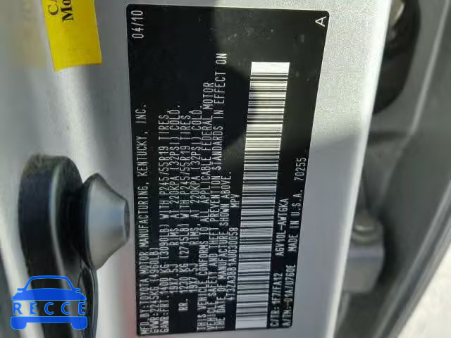 2010 TOYOTA VENZA BASE 4T3ZA3BB1AU030058 image 9