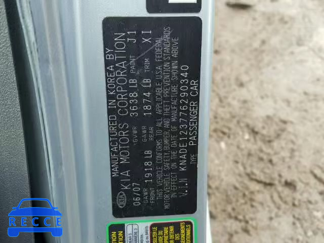 2007 KIA RIO BASE KNADE123776290340 image 9