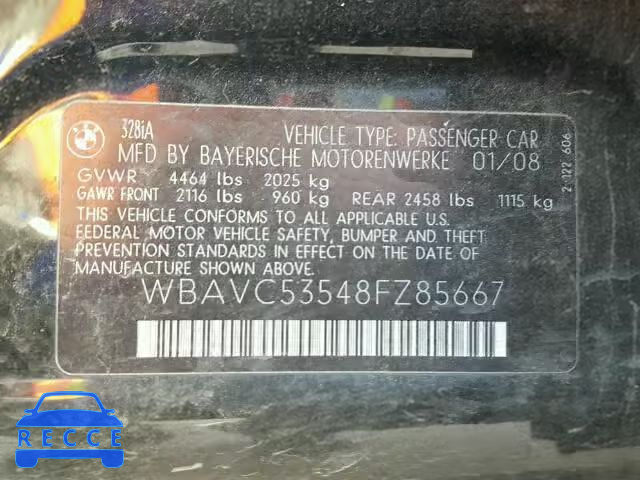 2008 BMW 328 I SULE WBAVC53548FZ85667 image 9