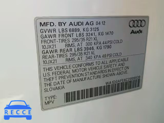 2012 AUDI Q7 PRESTIG WA1DGAFE6CD009539 image 9