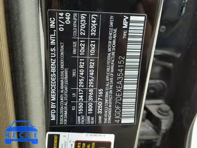 2014 MERCEDES-BENZ GL 550 4MA 4JGDF7DEXEA354152 image 9