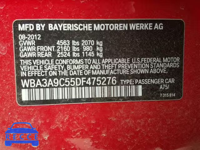2013 BMW 335 I WBA3A9C55DF475276 image 9
