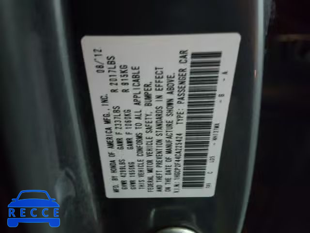 2012 HONDA ACCORD LXP 1HGCP2F44CA225424 image 9