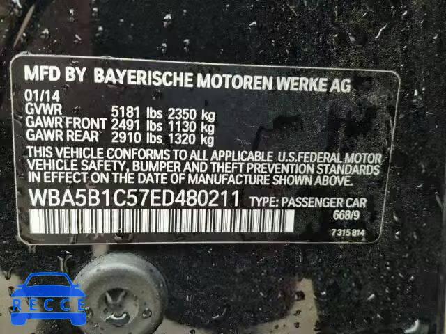 2014 BMW 535 I WBA5B1C57ED480211 зображення 9
