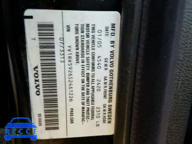 2005 VOLVO S60 2.5T YV1RH592652461226 image 9