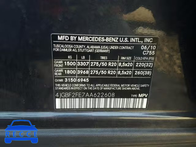 2010 MERCEDES-BENZ GL 350 BLU 4JGBF2FE7AA622608 зображення 9