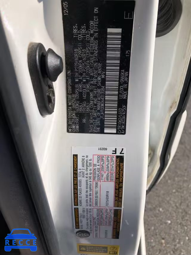 2006 LEXUS LX 470 JTJHT00W064013084 image 9