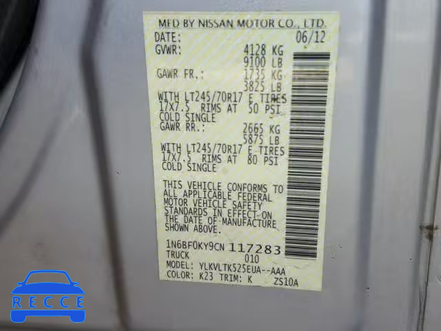 2012 NISSAN NV 1500 1N6BF0KY9CN117283 image 9