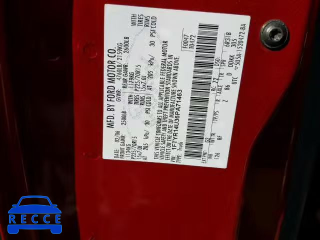 2006 FORD RANGER SUP 1FTYR14U36PA71463 image 9