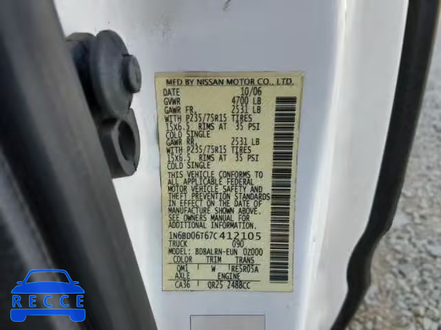 2007 NISSAN FRONTIER K 1N6BD06T67C412105 Bild 9