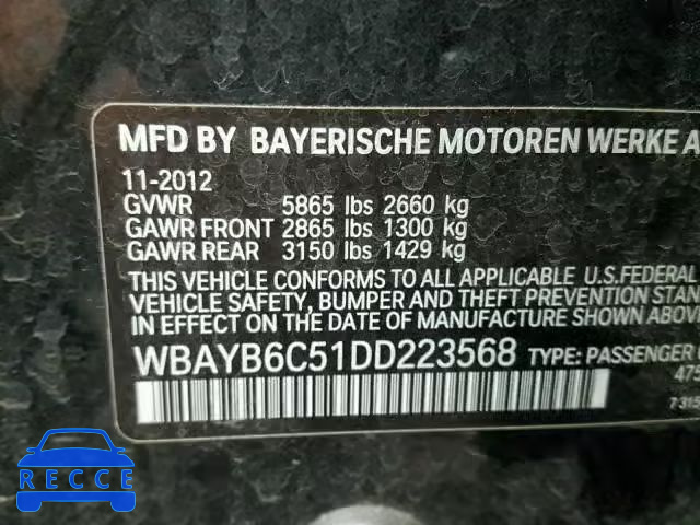 2013 BMW 750I XDRIV WBAYB6C51DD223568 Bild 9