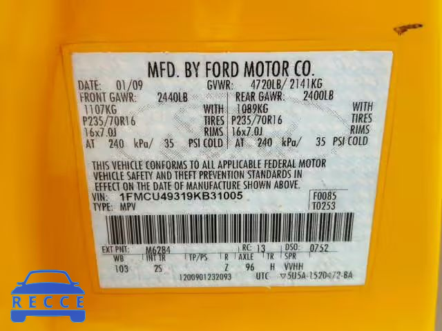 2009 FORD ESCAPE HYB 1FMCU49319KB31005 image 9