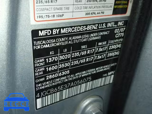 2007 MERCEDES-BENZ R 350 4JGCB65E37A056075 image 9