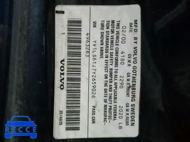 2000 VOLVO S70 BASE YV1LS61J7Y2659026 Bild 9