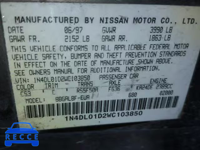 1998 NISSAN ALTIMA XE 1N4DL01D2WC103850 image 9