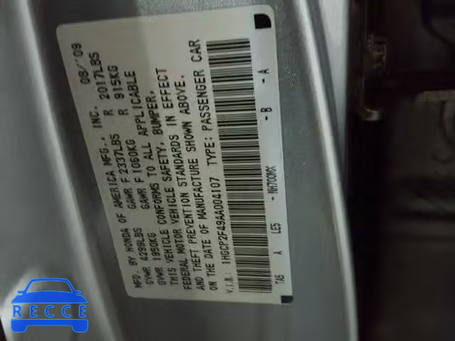 2010 HONDA ACCORD LXP 1HGCP2F49AA004107 image 9