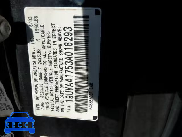 2003 ACURA 3.2CL TYPE 19UYA41753A016293 image 9