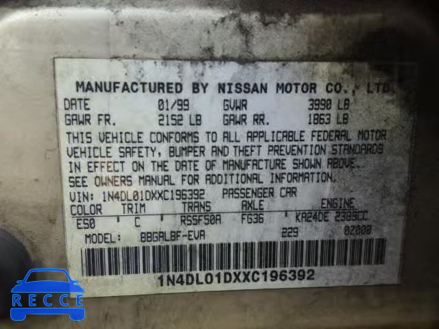 1999 NISSAN ALTIMA XE 1N4DL01DXXC196392 image 9