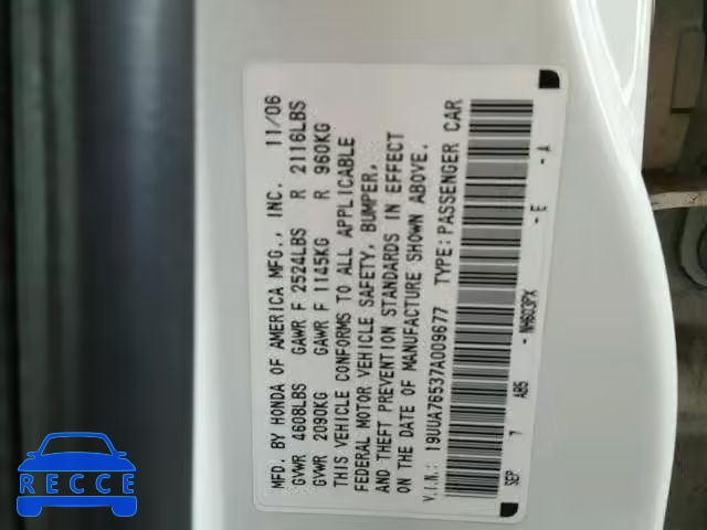 2007 ACURA TL TYPE S 19UUA76537A009677 image 9