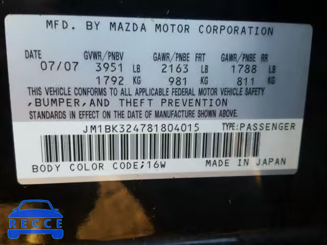 2008 MAZDA 3 S JM1BK324781804015 image 9