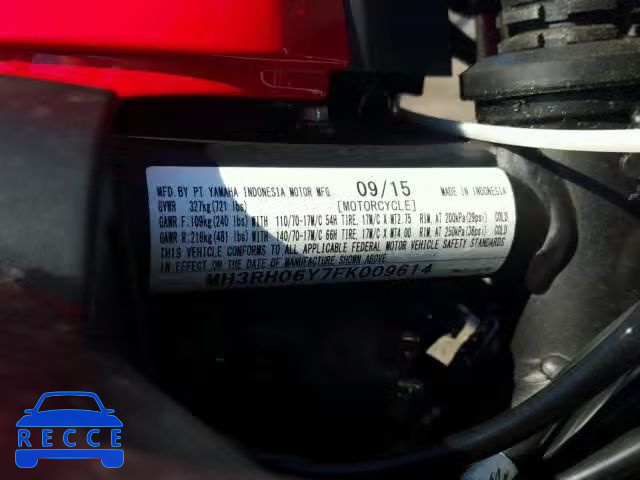 2015 YAMAHA YZFR3 MH3RH06Y7FK009614 image 9