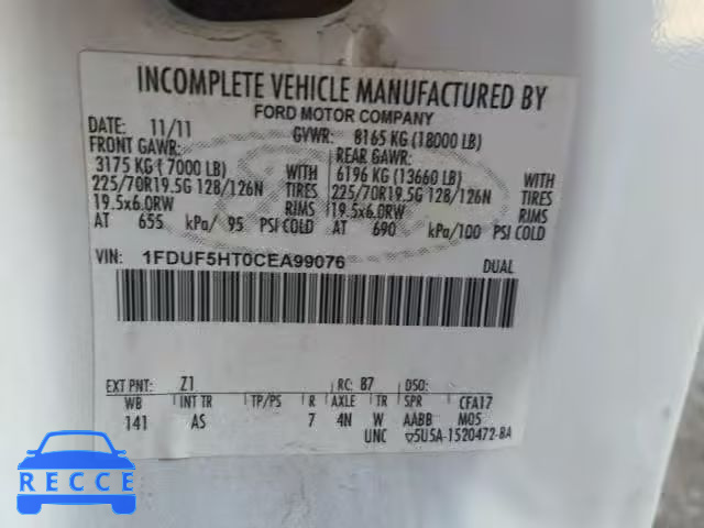 2012 FORD F550 SUPER 1FDUF5HT0CEA99076 Bild 9