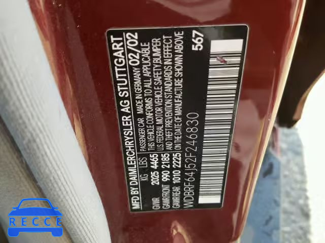 2002 MERCEDES-BENZ C 320 WDBRF64J52F246830 image 9