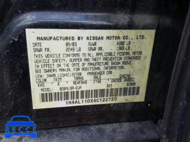 2004 NISSAN ALTIMA BAS 1N4AL11DX4C122720 image 9